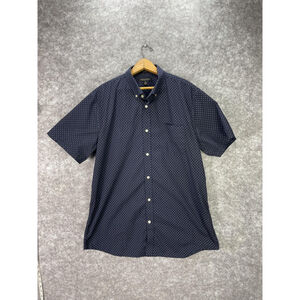 Banana Republic Shirt Mens XL Tall Navy Tech Stretch Cotton Heart Print